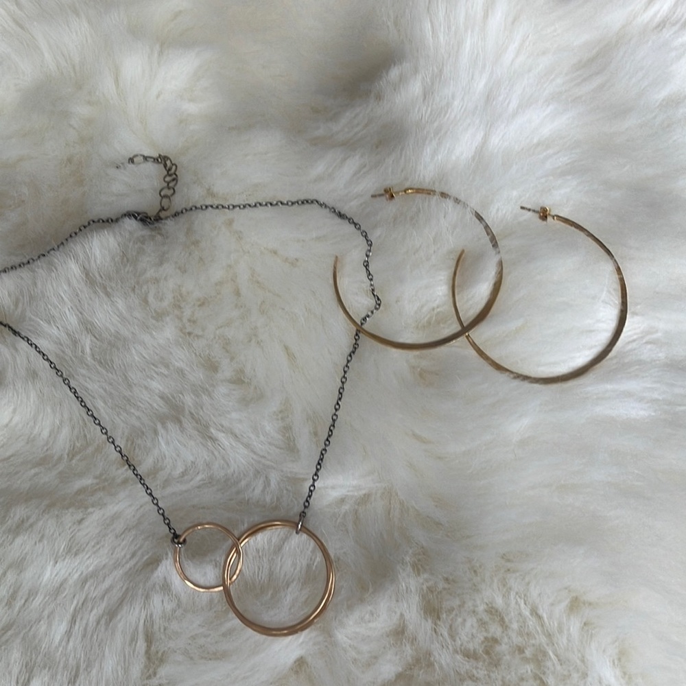 Sundance Gold Wanderlust Hoops with matching Sundance linked gold hoop necklace